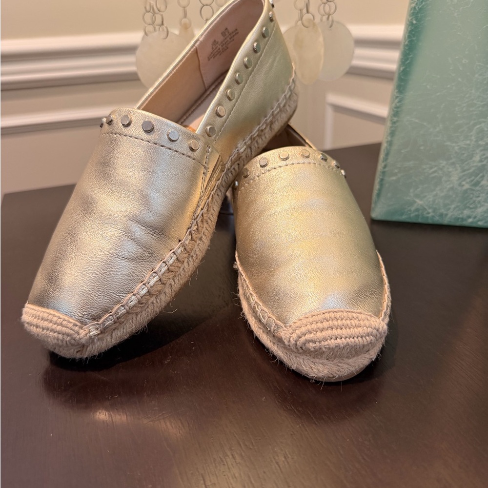 SAM EDELMAN  Metallic Gold Studded Espadrille Flats